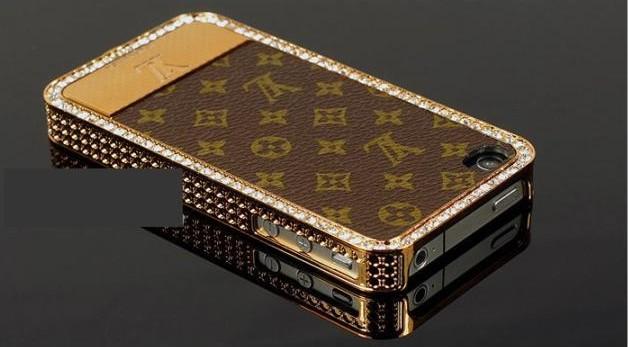 New  LV Brown Crystal Design Cover Case for Iphone 4