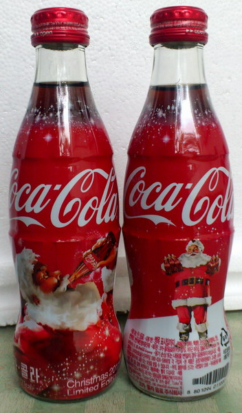 2011 Korea coca cola coke Christmas wrapped glass bottle 250ml