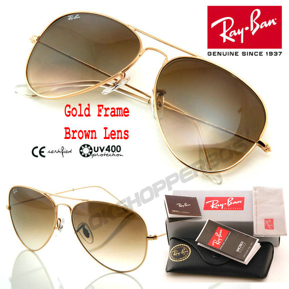 2012 New Style Rayban 3025 RB3025 Aviator Sunglasses Gold/Brown