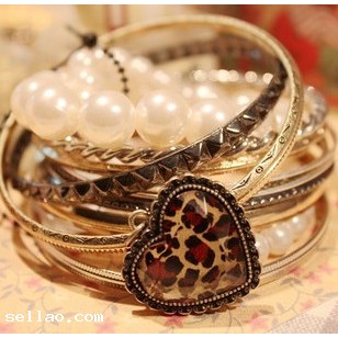 12 in 1 Fashion Korean Circle Leopard Pearl Bangle Bracelet