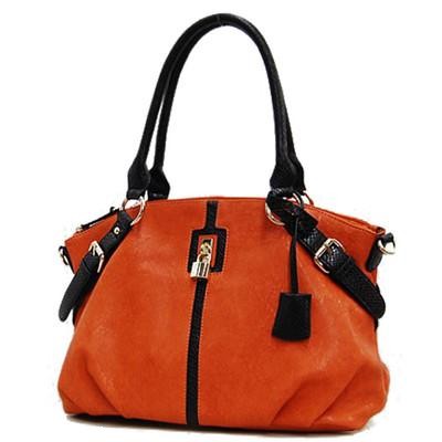 Orange Elegant One Tone Lock 2-Way Detahcable Strap Hobo Handbag Purse