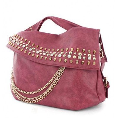 Fushia Fashion Handbag Solid Metallic Handbag