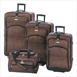 4 Piece Leopard Print Luggage Ensemble
