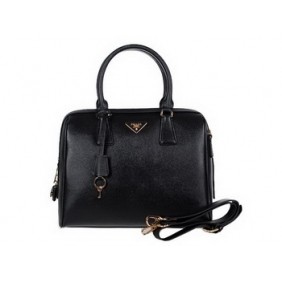 PRADA Saffiano Leather Two Handle Bag BL0812 Black