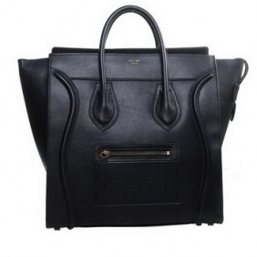 Celine 16398 3306 Luggage Medium Shopper Bag Black
