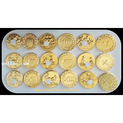 9 EROTIC ROMAN BROTHEL TOKENS SPINTRIAE 24K GOLD PLATE