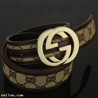Men's Gucci Belt GG Buckle Bets Authentic Brown Gold Buckle