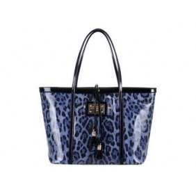 Dolce & Gabbana Leopard Patent Leather Shoulder Bag M11530 Blue