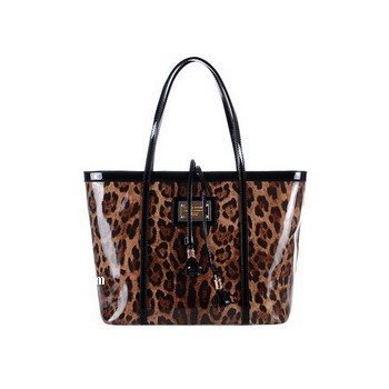 Dolce & Gabbana Leopard Patent Leather Shoulder Bag M11530 Brown