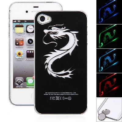 New Dragon Pattern Flash LED Color Changed Protector Case for iPhone 4/4S