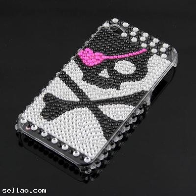 Rhinestone Pirate Bling HARD BACK CASE Cover for Apple iPhone 4G 4 New