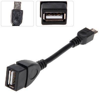 New USB 2.0 Female to Micro 5 Pin Male USB OTG Host Extension Cable -Black