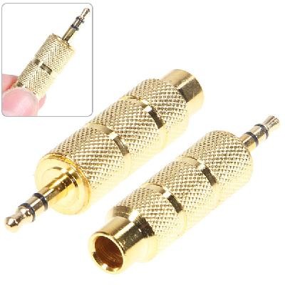 New Gold-plated 3.5mm Male Stereo to 6.35mm Female Audio Connector Adaptor -Gold
