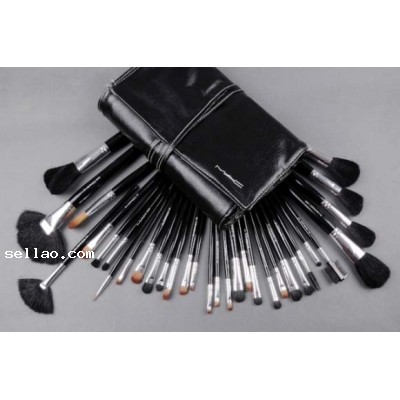 Professional MAC 32pcs Makeup Brush Set with POUCH KIT leather bag