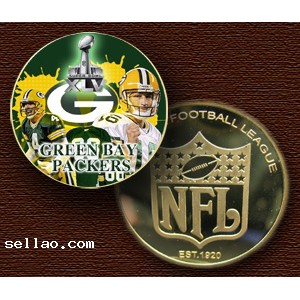 NFL Green Bay Packers Colorzied Printed coin