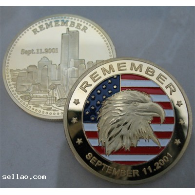 911 Never Forget gold plated coin