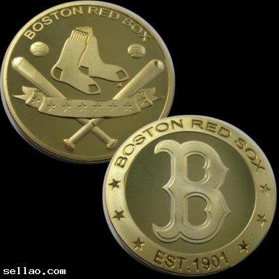 MLB Boston Red Sox Baseball 24Kt GP Memorial Coin