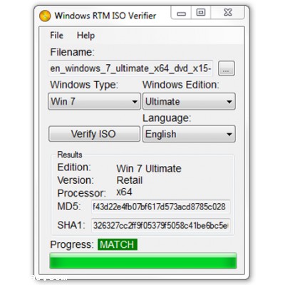 Windows RTM ISO Verifier 1.1