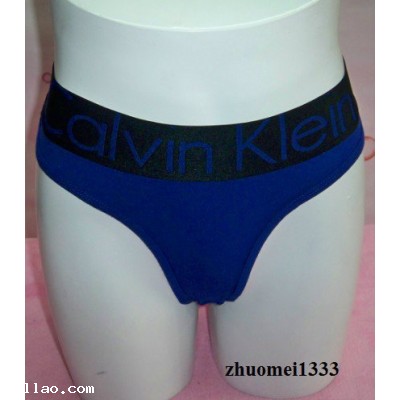 CK Cotton black edge blue Thongs underwear