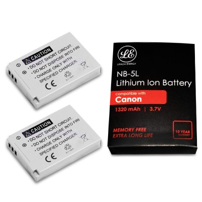 2 Pcs NB-5L NB5L Battery Pack for Canon PowerShot S100 S110 SX210 IS SX230 HS