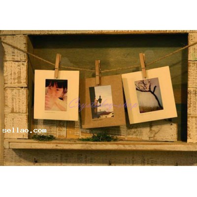 Instax Mini 8 7s Kraft Films Photo Frame/ Wooden Clip/ Hemp Rope For Fuji Camera