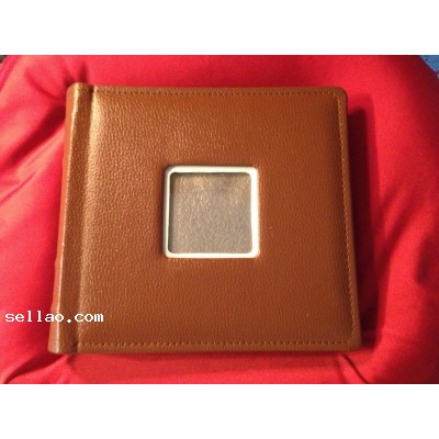 Genuine BROWN Leather Photo Album - UNIQUE LIBRARY SPINE 3.5 X 5 Inch Photos