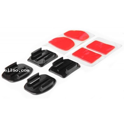 2 Flat Mounts & 2 Curved Mounts for GoPro HERO HERO2 HERO3 flat and curved mount