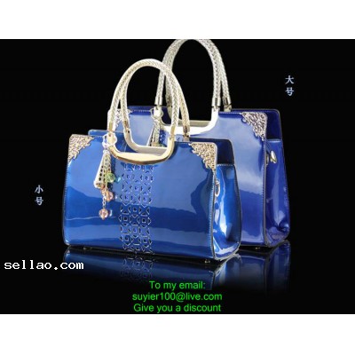 Prada handbags patent leather hollow carved portable shoulder diagonal package female bag woven bag