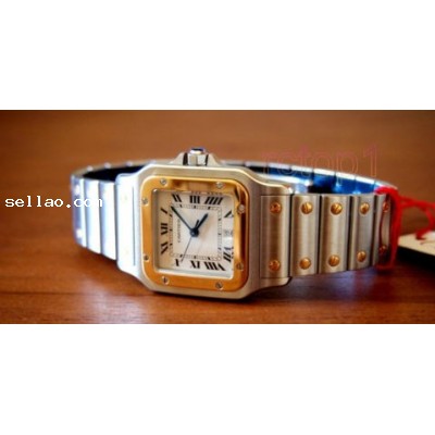 RARE ~NOS~ CARTIER MENS WATCH SANTOS 18K&SS W20011C4