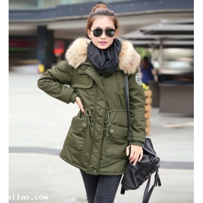 Plus thick velvet Slim Woman Jacket Fur collar Outdoor Coat