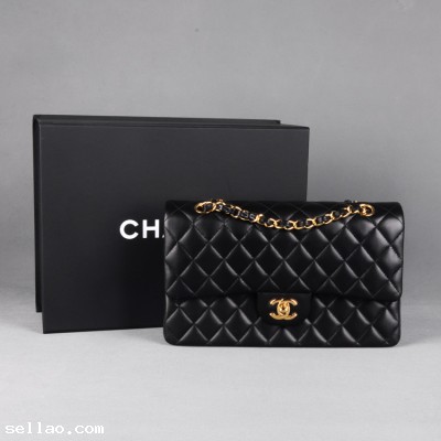NEW Chanel LAMBSKIN HANDBAG WOMENS FLAP BAG BLACK