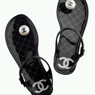chanel single button flip Crystal jelly sandals shoes11