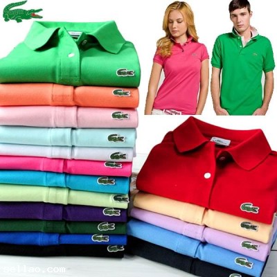 10pcs Lacoste Solid color Short Sleeves Polo shirts