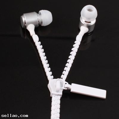 KingTime White 3.5mm plug in-ear stereo zip metal earphones for iphone, ipod, ipad,samsung
