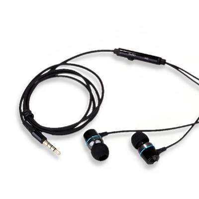 KingTime Black 3.5mm plug in-ear stereo TPE metal earphones for iphone, ipod, ipad,samsung