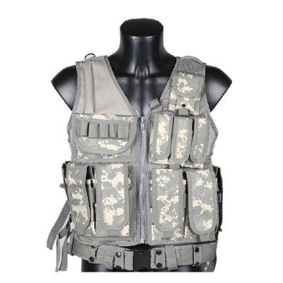 Tactical Military Combat Swat Assault Utility Outdoor Vest w/ Pistol Holster ACU