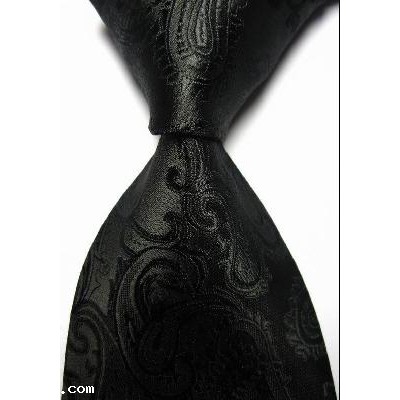 New Black Paisley JACQUARD WOVEN Men's Tie Necktie