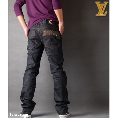 LV Louis Vuitton medal Logo Men Exquisite Jeans pants