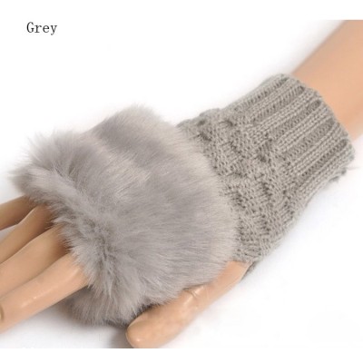 fashion Cute Faux Rabbit Fur Hand Winter Warmer Knitted Fingerless Gloves Mitten 10 colors HG-0433