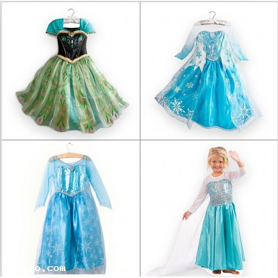 Frozen Elsa dress Girl Princess Dress Summer longsleeve diamond dress Elsa Costume