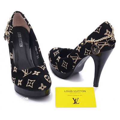 black brown Louis Vuitton womens shoes high-heel shoes