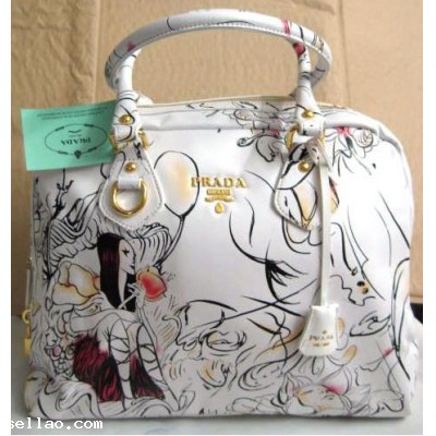 Prada Fairies Fairy White Bowling handbag bag purse626w