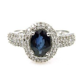 Genuine 2.17ct Sapphire & Diamond Ring 14KT White.Gold1