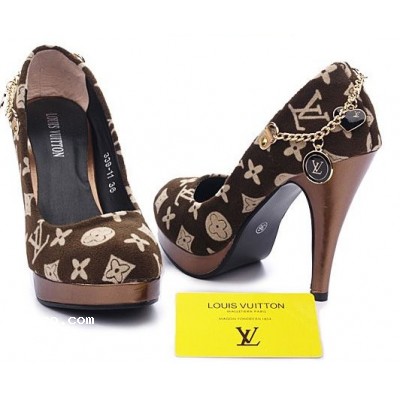 Louis Vuitton black brown women's shoes high-heel shoes