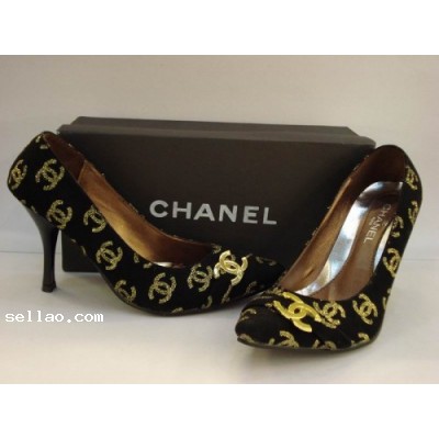 37 CHANEL High-Heel Women''s leather sandals shoes