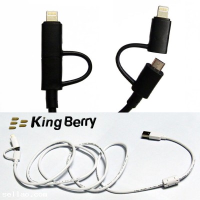 High Quality 1.5 Meter Dual-port Lightming & Micro USB 2in1 Data Sync Micro Charging Cable