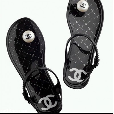 chanel single button flip Crystal jelly sandals shoes!