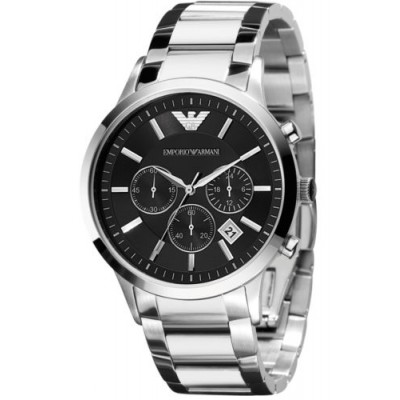Emporio Armani Gents Silver Classic Chronograph Dial Watch AR2434