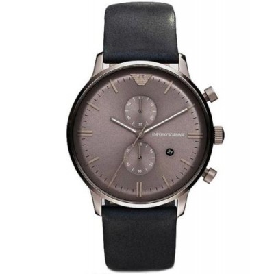 original Emporio Armani men's watch ar0388 leather black strap steel