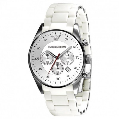Emporio Armani Sport Silicone Chronograph Silver Dial Men's Watch AR5859